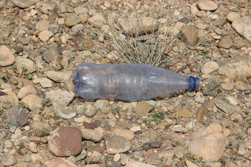 Empty plastic bottle lying on the ground
