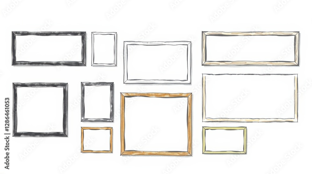 Poster diverse frames arranged in a cluster against a white background offer a creative display solution.