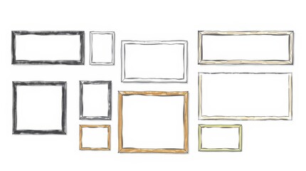 Diverse frames arranged in a cluster against a white background offer a creative display solution.