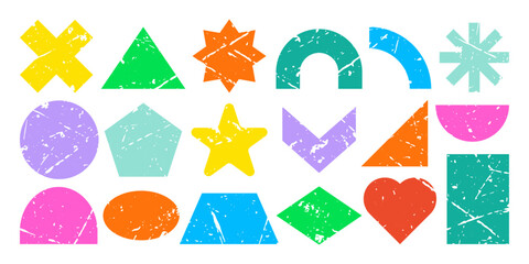 Grunge Geometric Shapes Set Colorful Abstract Elements