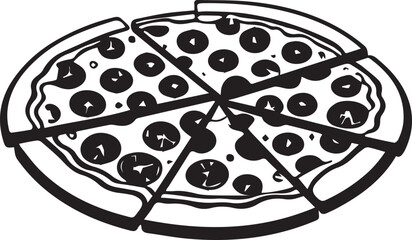 A black and white full pizza silhouette design - full pizza silhouette design