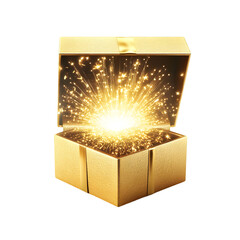 Magical Golden Gift Box Surprise  Sparkling Light Explosion
