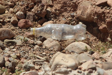 Empty plastic bottle lying on the ground
