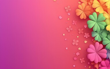 Obraz premium Minimalistic background with rainbow elements Saint Patricks Day on gradient red-violet
