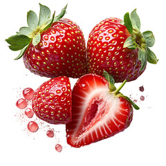 Strawberries on white background, PNG