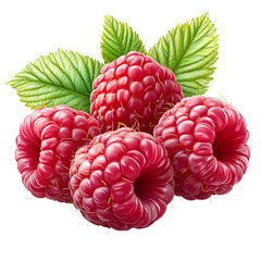 Raspberry with Leaves – High-Quality PNG Transparent Background