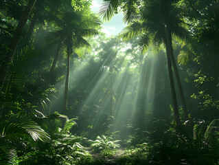 Fototapeta premium Lush Tropical Jungle 3D Background