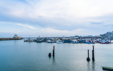 Obraz premium View of the port of Ramsgate, a small town in southeast England