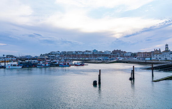 View of the port of Ramsgate, a small town in southeast England