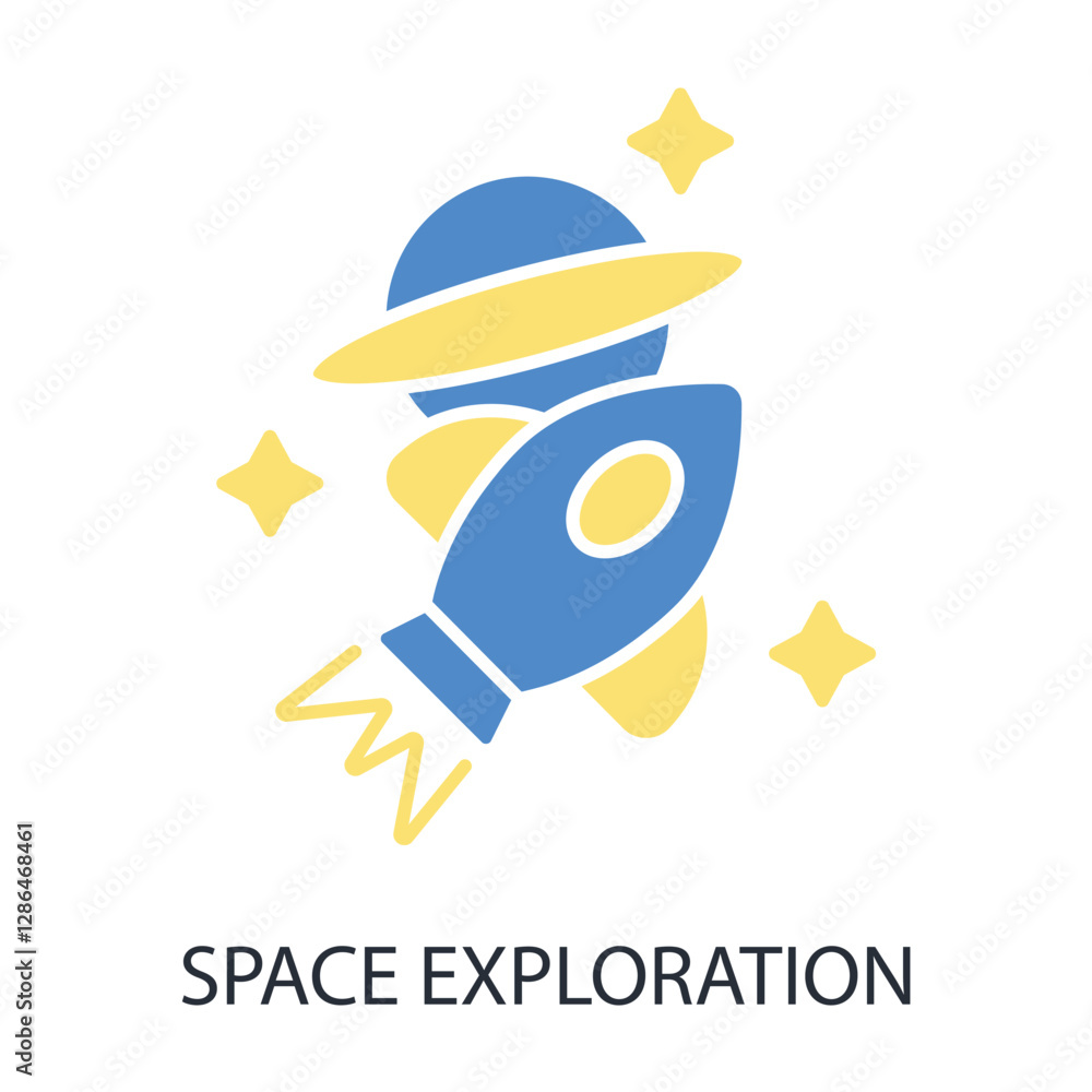 Poster space exploration icon. vector.editable stroke.linear style sign for use web design,logo.symbol illu