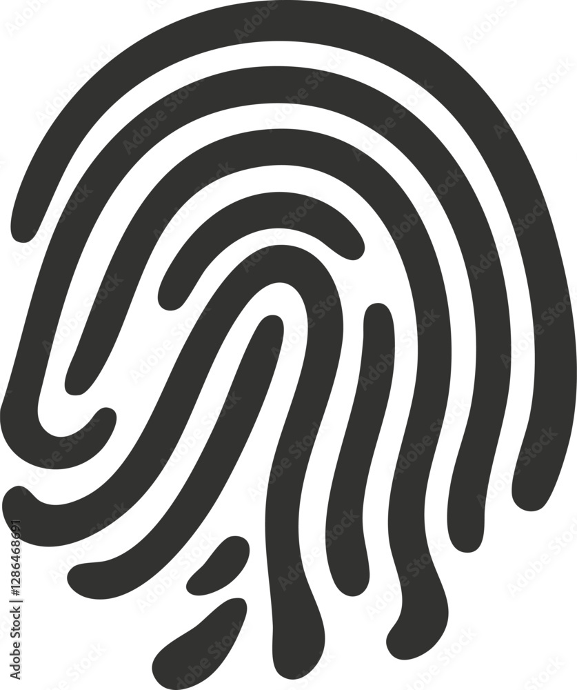 Aufkleber black fingerprint icon representing security and biometric authentication.