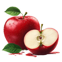 Fresh Red Apple and Juicy Slice – Realistic Fruit Illustration