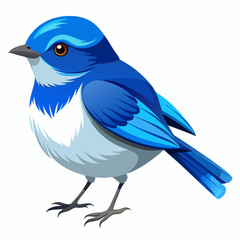 Cartoon Blue Bird with Bright Colors and Expressive Eyes in Stylized Children's Book Illustration

