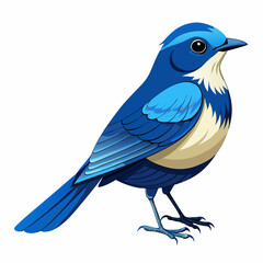 Cartoon Blue Bird with Bright Colors and Expressive Eyes in Stylized Children's Book Illustration

