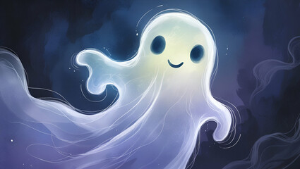dark blue background with ghost