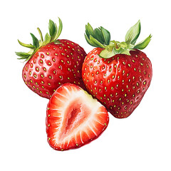 Strawberry on transparent background.