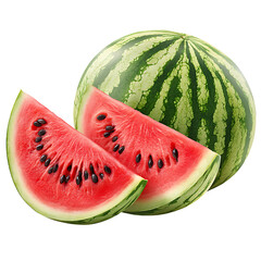 Fresh Watermelon with Juicy Slice – Transparent Background PNG