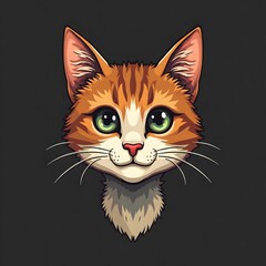 Obraz premium Friendly orange tabby cat with emerald eyes gazing warmly against black background