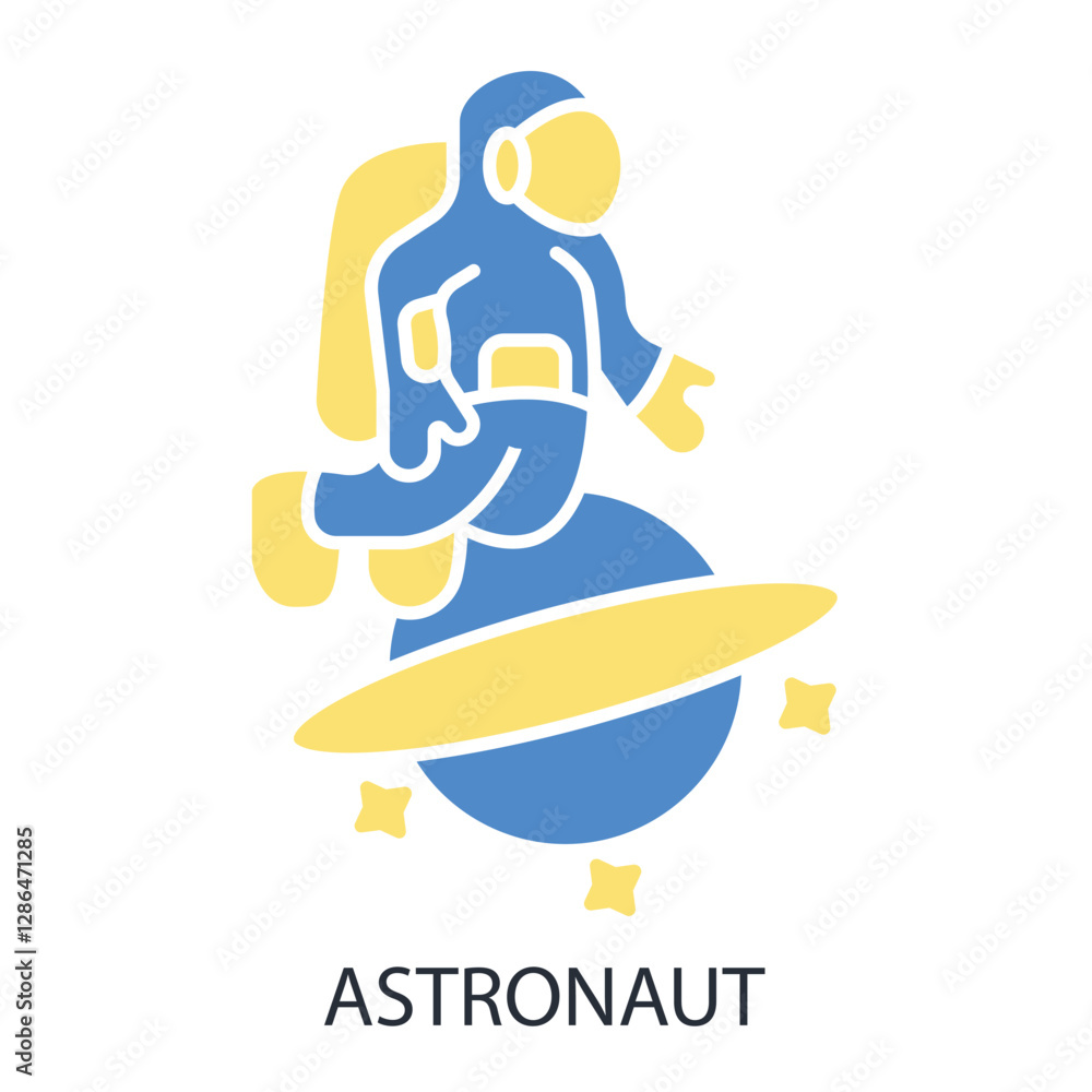 Poster astronaut icon. vector.editable stroke.linear style sign for use web design,logo.symbol illustration