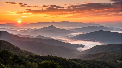 Fototapeta premium beauty of sunrise over the mountains 