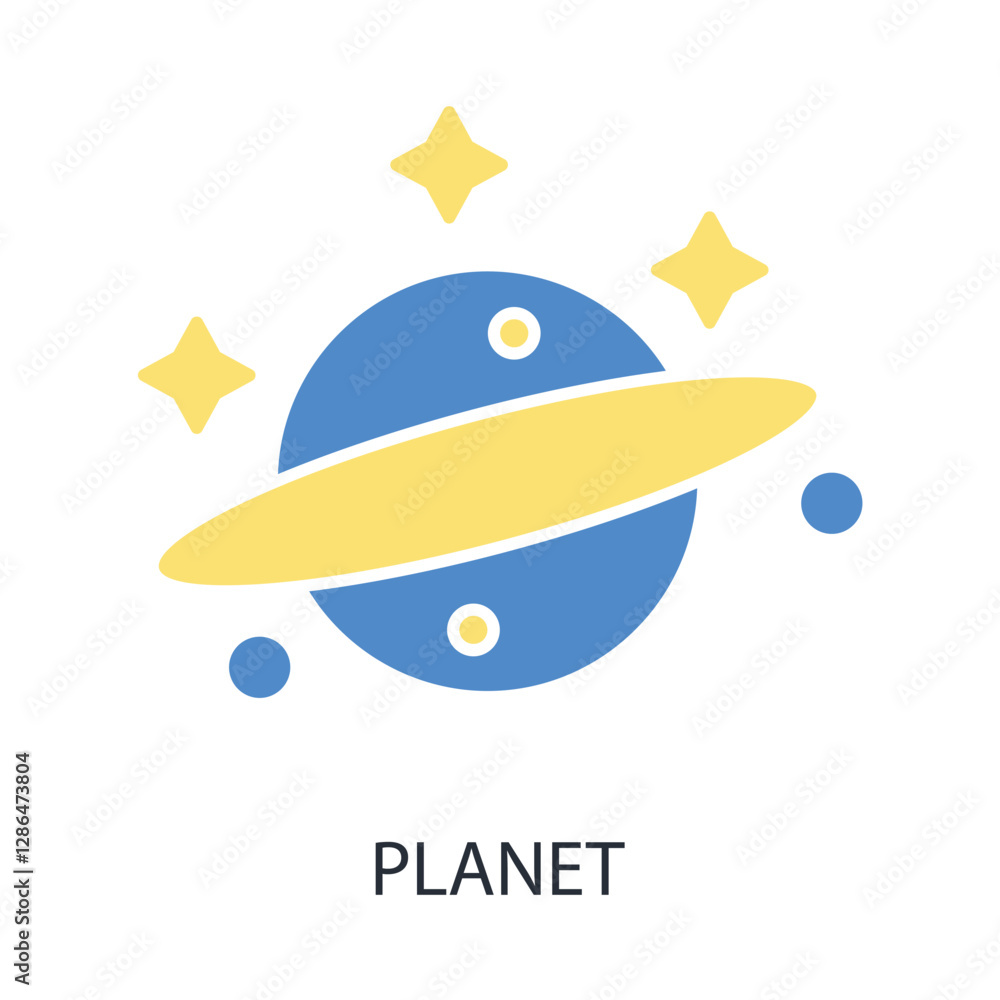 Poster planet icon. vector.editable stroke.linear style sign for use web design,logo.symbol illustration.