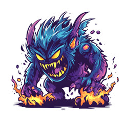 Fiery Fantasy Monster   Evil Creature   Game Design  Illustration  Graphic  Artwork  Digit