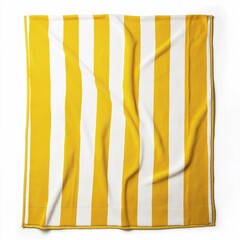 Plakat Topview yellow stripes beach towel isolated on a white background