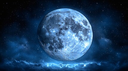Fototapeta premium Captivating Blue Moonlit Night Sky