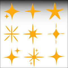 Fototapeta premium collection of retro futuristic icons with glitter. Set of star shapes. Abstract vector sign design with glitter effect. Templates for designs, posters, projects, banners, logos and business cards. PNG