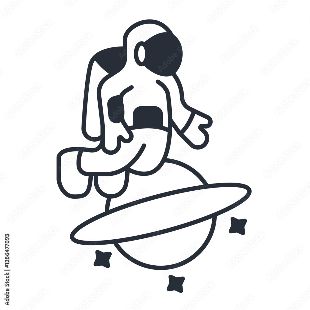 Poster astronaut icon. vector.editable stroke.linear style sign for use web design,logo.symbol illustration
