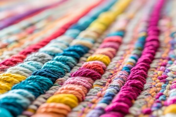 Fototapeta premium Colorful Textile Pattern with Handwoven Yarn for Craft Projects