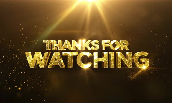 Golden Sparkling Thanks for Watching Animation