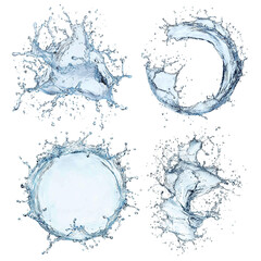Obraz premium Set of clear water splashes in dynamic motion, isolated on transparent cutout background