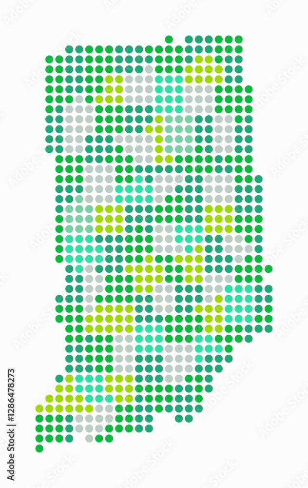 Aufkleber indiana dotted map. digital style map of the state on white background. indiana shape with circle do