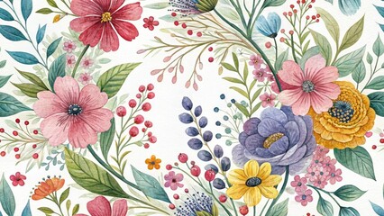 Watercolor Flower Circle Design, Low Light Hand Painted Art, Floral Circle Painting, Dark Background, Bokeh Effect