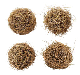 Set of round dry tumbleweeds, isolated on transparent cutout background