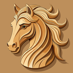 Obraz premium Wooden Horse Sculpture with Intricate Carved Details and Modern Wall Art Design