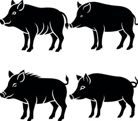 Stylized Boar Silhouette Vector Icon Wildlife & Nature Theme.