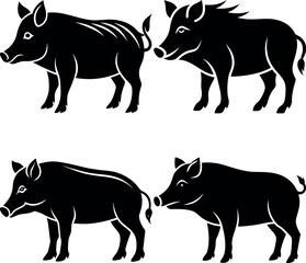 Stylized Boar Silhouette Vector Icon Wildlife & Nature Theme.