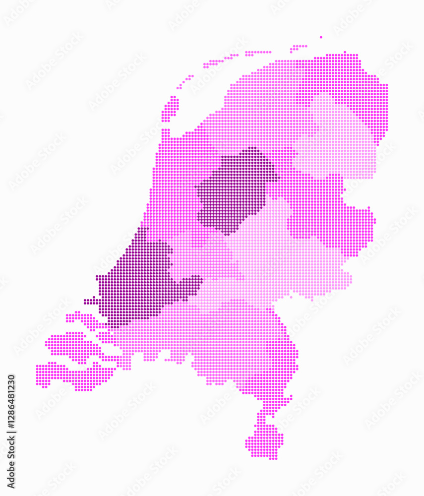 Poster netherlands dotted map. digital style map of the country on white background. netherlands shape with