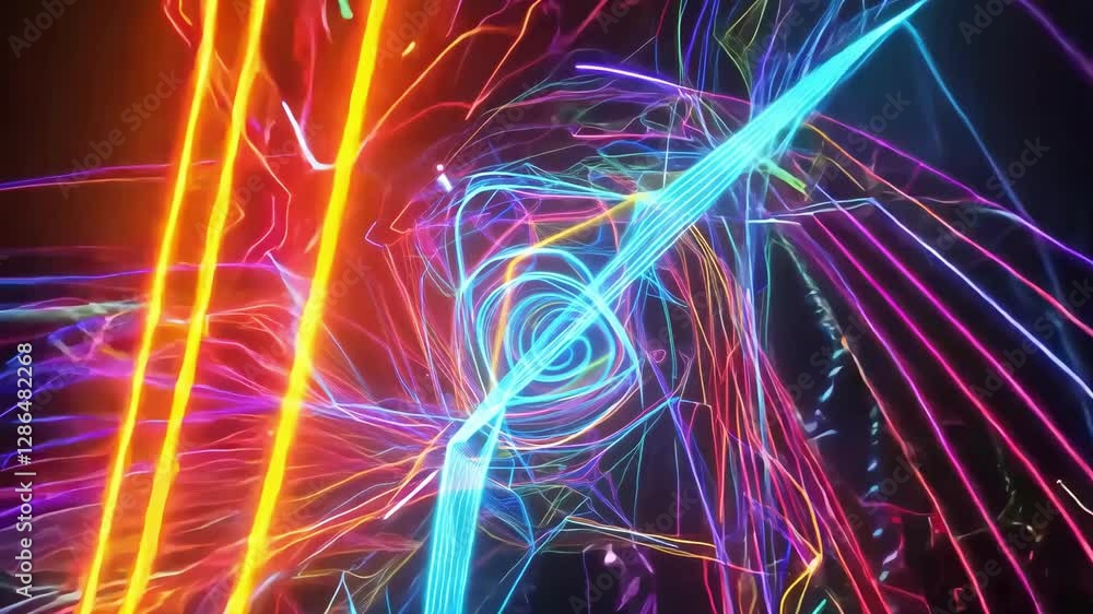 Poster watch as vibrant light trails intertwine and flow continuously, creating a captivating visual experi
