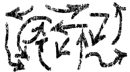 Hand-drawn black arrows in doodle style. Vector graphics EPS 10.