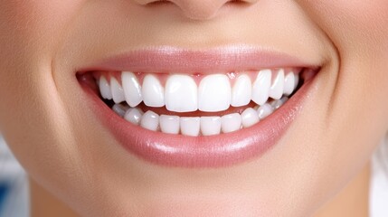 Obraz premium Smiling woman after dental checkup in clinic portrait bright environment health and wellness concept