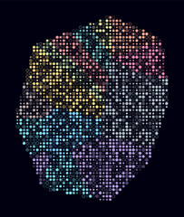 Nauru, shape of the country build of colored cells. Digital style map of the Nauru on dark background. Small size circle blocks. Trending vector illustration.