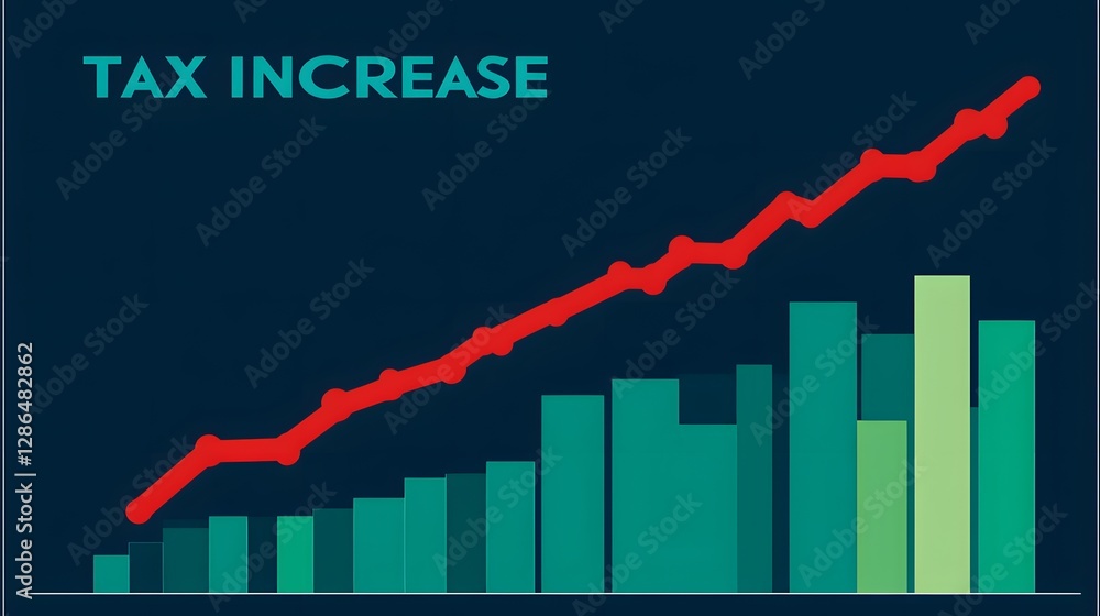 Poster the image shows an increasing graph of tax increase data