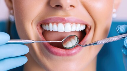 Dental check-up confident smile of a woman at dental clinic close-up clean environment inspiring confidence