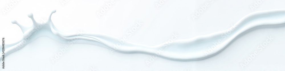 Poster linkedin background with a splash of fresh milk forming a smooth wave against a clean white or soft 