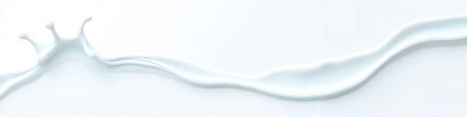 Fototapeta premium LinkedIn background with a splash of fresh milk forming a smooth wave against a clean white or soft blue background, modern dairy freshness concept