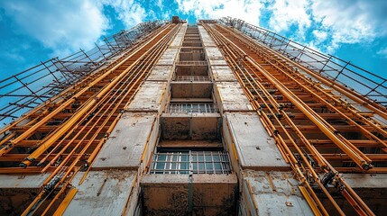 Urban construction innovations low angle architectural photography of structural reinforcement methods