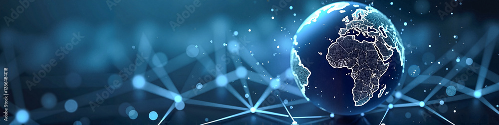 Aufkleber linkedin background with a 3d globe interconnected with glowing lines against a futuristic blue back